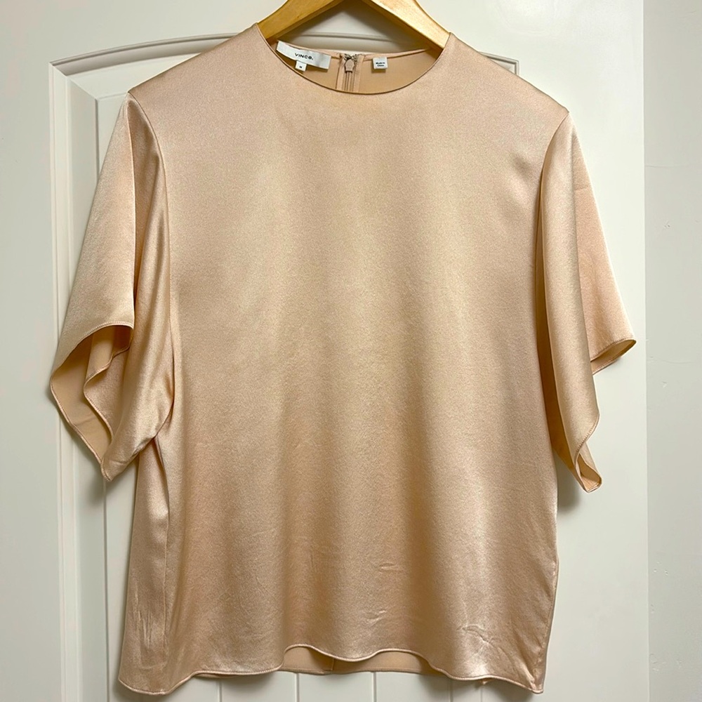 Vince Champagne Silk Blouse Size M